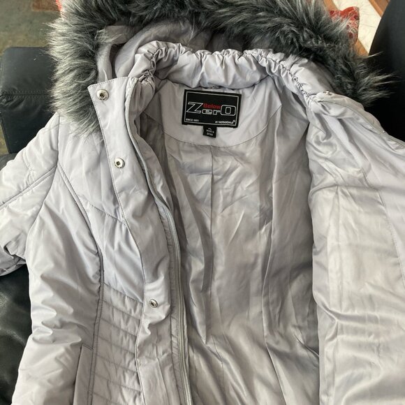 Below Zero Anorak Jacket Womens Gray Winter Coat Quilted Full Zip Hooded Sz PL - Picture 8 of 11
